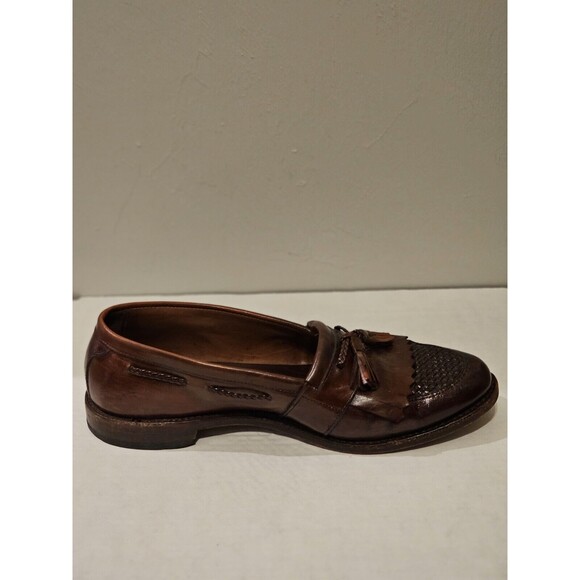 Men's ALLEN EDMONDS CODY Kiltie Tassel Loafers 11 D Brown Woven Leather Shoes - Picture 5 of 14